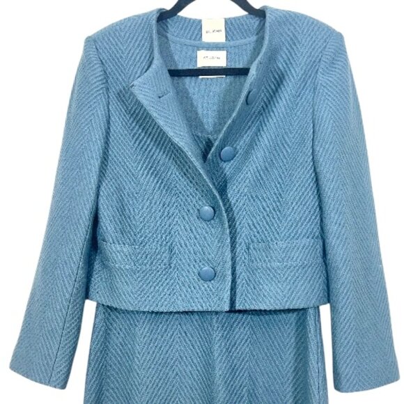 St John 2 Piece Dress / Jacket Suit Set Blue Size US 6 Pre-Loved - Picture 2 of 7